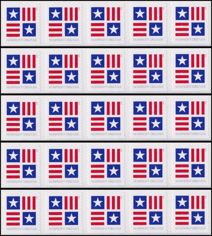 US 5756 Patriotic Block Nonprofit Org 5c coil strip (5x5 stamps) MNH 2023 