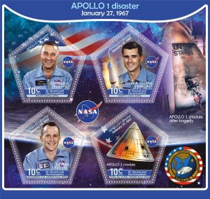 Stamps. Space Apollo 1 2022 St.Vincent 1+1 sheets perforated