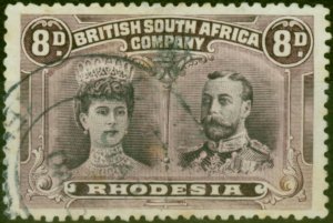 Rhodesia 1910 8d Grey Purple & Dull Purple SG185a P.13.5 Fine Used Forged Cancel