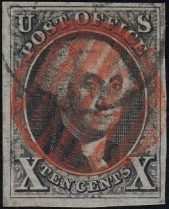 U.S. 2 1847 Used VF+ Red and BLACK Ccls. 1991, 2004 PFCs (50321) 