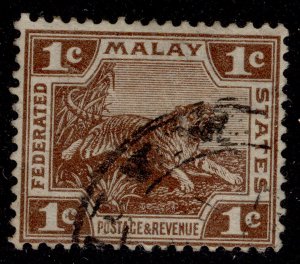 MALAYSIA - Federated Malay GV SG52, 1c deep brown, FINE USED.