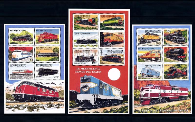 [62324] Guinea 1999 Railway Train Eisenbahn Chemin de Fer 3 Sheets MNH