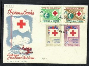 TRISTAN DA CUHNA POSTAL HISTORY  RED CROSS CACHETED FDC  PP0716H