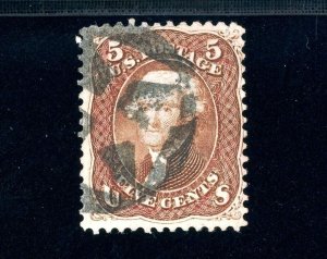 USAstamps Used FVF US 1862 Jefferson Scott 75 With Fancy Cancel