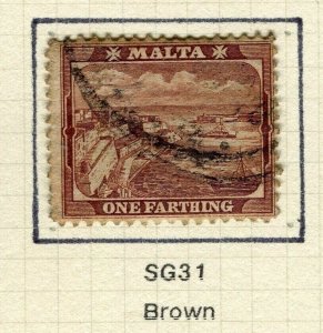 MALTA; 1899-1901 early QV pictorial issue used 1/4d. value