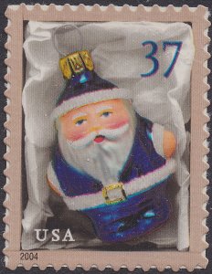 US 3885 Holiday Ornaments Santa Blue 37c single (1 stamp) MNH 2004