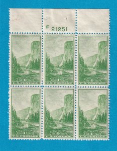 US 740 MH OG PLATE BLOCK OF 6 # F 21251