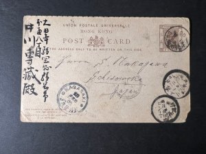 1900 Hong Kong Postcard Cover to Schidowoka Japan via Nagasaki