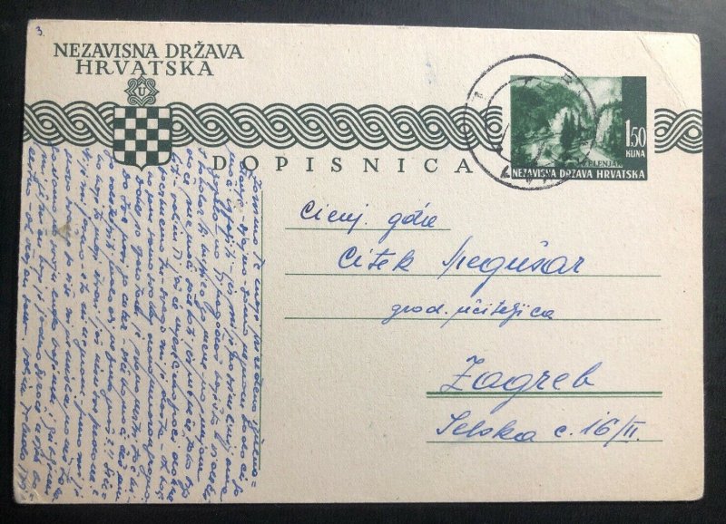 1942 Luka Croatia Germany Postal Stationery postcard Cover To Zagreb