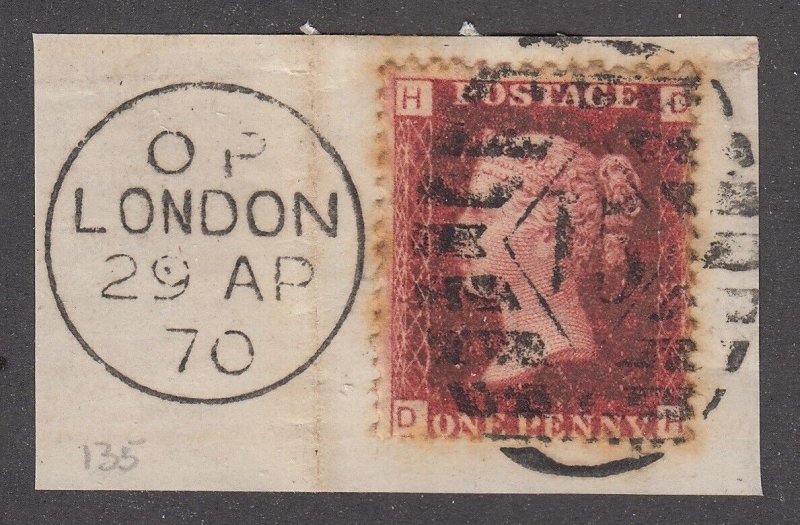 Great Britain #33 Used - PL135. London Cancel, 29 AP, 70