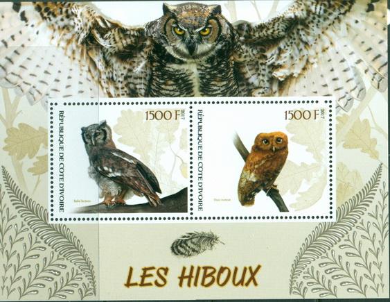 IVORY COAST - 2018 - Owls - Perf 2v Sheet   - MNH