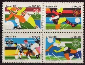 Thematic stamps BRAZIL 1988 FOOTBALL CLUBS 2322a block mint