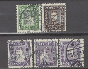 COLLECTION LOT # 5293 DENMARK 5 STAMPS 1924 CV+$35