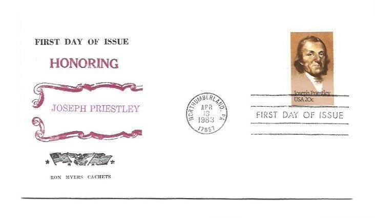 2038 Joseph Priestley, Ron Myers Cachets FDC