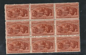USA #239 Very Fine Never Hinged Block Of Nine **With Certificate**