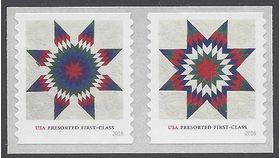 #5098-5099 25c Presort Star Quilts Coil Pair 2016 Mint NH