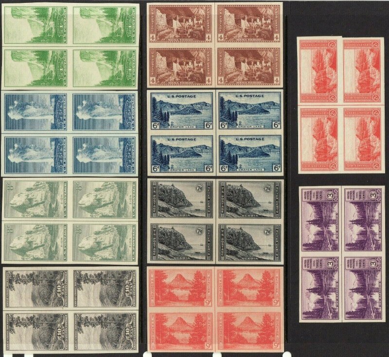 1935 U.S James Farley imperf parks vertical line blks MNGAI Sc# 756 / 765 $142 