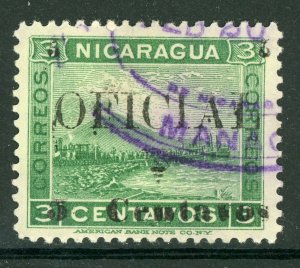 Nicaragua 1903 Oficial 5¢/3¢ Momotombo Type G Postal Use A760 ⭐☀⭐☀⭐