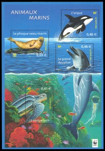 France 2895a Souvenir Sheet of 4 MNH - Marine Life *