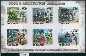 M145  TOGO - ERROR, 2011 IMPERF SHEET: ONU, Food Agriculture BEES seafood CATTLE