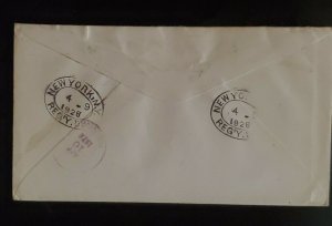 1928 Port of Spain Trinidad to Buffalo New York Registered Stamped Cover