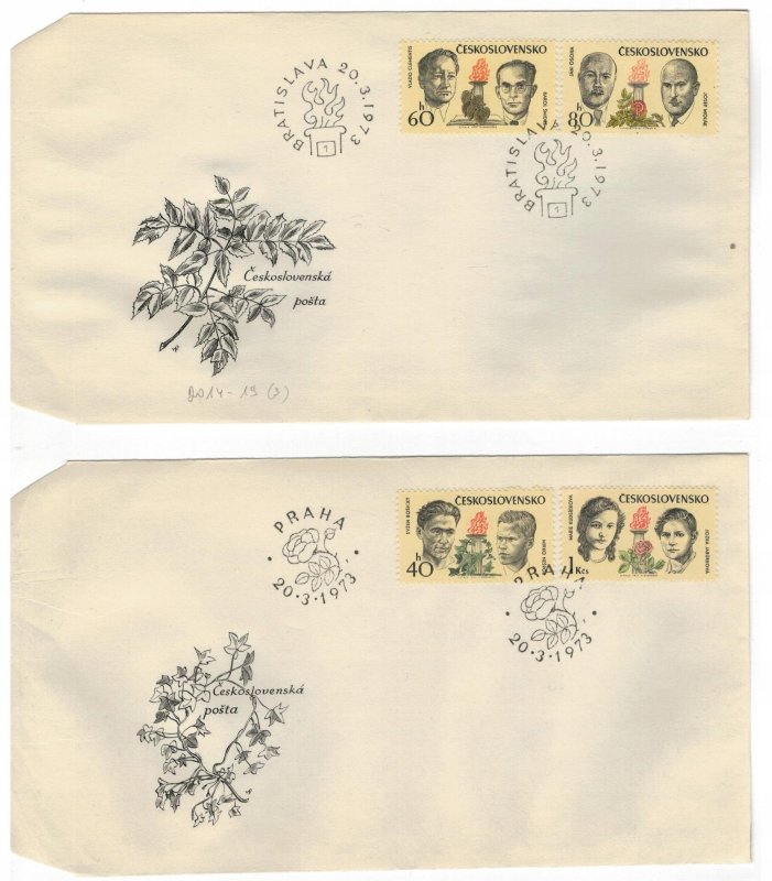 Czechoslovakia 1973 FDC Stamps Scott 1868-1873 Second World War II Fighters