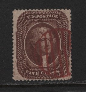 30A  VF used neat Red grid cancel with nice color cv $ 450 ! see pic !