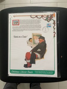 NORMAN ROCKWELL COLLECTOR STAMP PANELS: Santa on a train