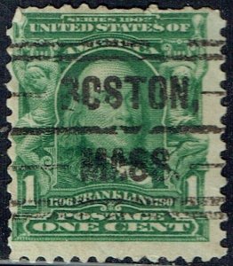 1903 1c FRANKLIN (300-L-1E) with precancel f/ Boston, MA Better type with fault. 