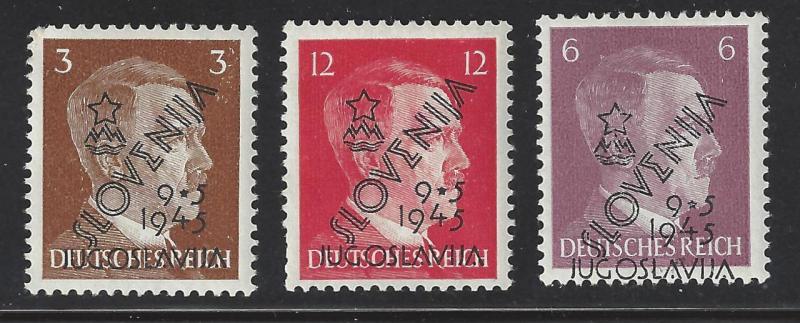 WW2 Slovenia Overprint On To Germany Stamps - Group Of 3 - MH OG (BN60)