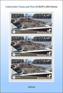 Finland 2024 Water fauna Seal Saimaa national parks Europa BeePost sheetlet MNH