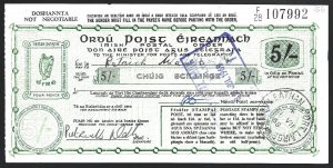 Ireland Irish Postal Order Posts and Telegraphs 5/ with Small flaws-