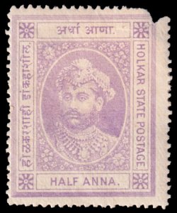 India - Indore Scott 1 (1886) Mint H F, CV $5.50 C