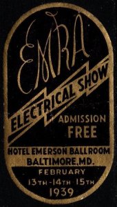 1939 US Poster Stamp EMRA Electrical Show, Baltimore, MD Unused No Gum