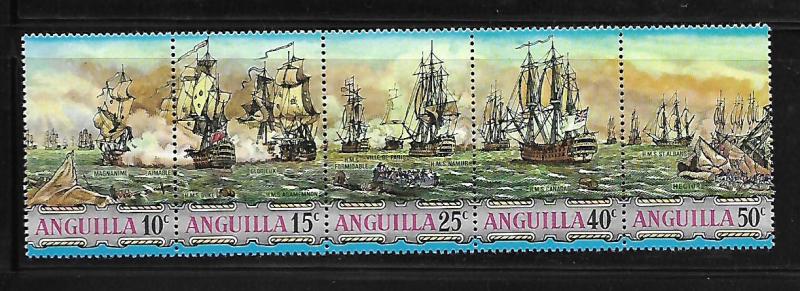 ANGUILLA 131A STRIP MNH SHIPS IN BATTLE