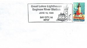 SPECIAL PICTORIAL POSTMARK CANCEL LIGHTHOUSE SERIES SAGINAW RIVER BAY CITY MI 95