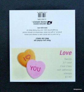 BOBPLATES #3833a Candy Hearts Booklet of 20 MNH SCV=$15~See Details for #s