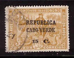 Cape Verde Scott 135 Used Republica overprint on Timor Vasco da Gama stamp