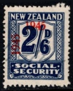 1945 New Zealand Revenue 2 Shillings 2 Pence Social Security Used