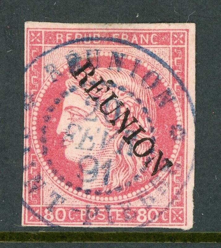 Reunion 1891 French Colonial Overprint 80¢ Carmine VFU T451