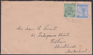 INDIA 1933 Late use on QV 2a on cover with GV ½a Allahabad to New Zealand...X445