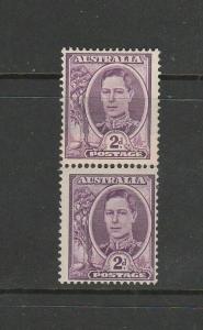 Australia 1948/56 No Wmk, 2d Coil pair with join MM SG 230aa