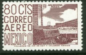 MEXICO C265b 80¢ 1950 Def 8th Issue Fosforescent glazed MINT, NH. VF.