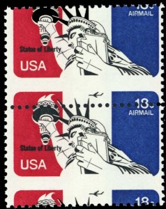 C87, Mint NH 18¢ Perfs Shifted Freak Error Airmail Pair * Stuart Katz