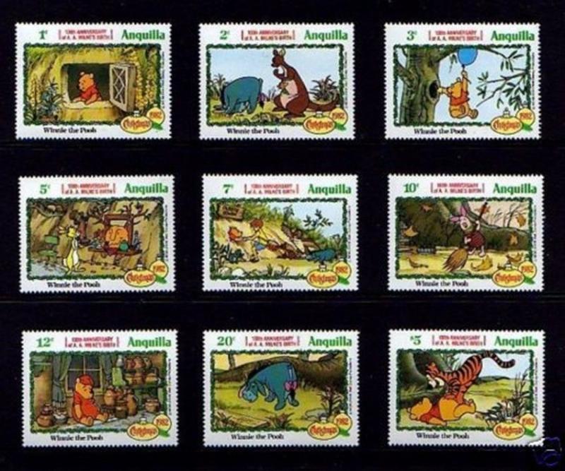 ANGUILLA - 1982 - DISNEY - CHRISTMAS - WINNIE THE POOH - TIGGER ++ 9 X MNH SET!