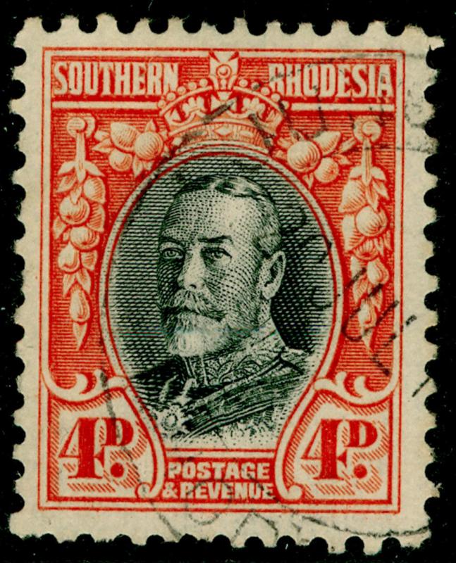 SOUTHERN RHODESIA SG19a, 4d black & vermilion, FINE used. PERF 11½.