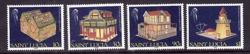 St Lucia-Sc#949-52-unused NH set-Christmas Lanterns-1989-