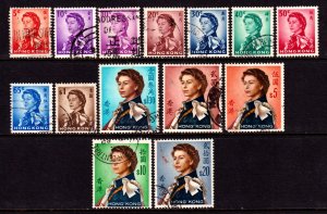 Hong Kong 1962-73 QEII Admirals Used Set (excl. 25c) SG 196-210 CV £42