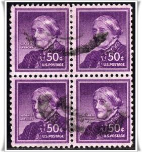 ♦SC#1051a 50¢ Susan B. Anthony Block of Four (Used) 