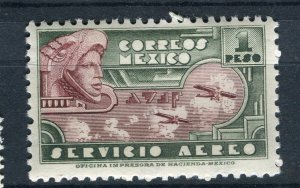 MEXICO; 1944 early National History Airmail issue Mint hinged 1P. value